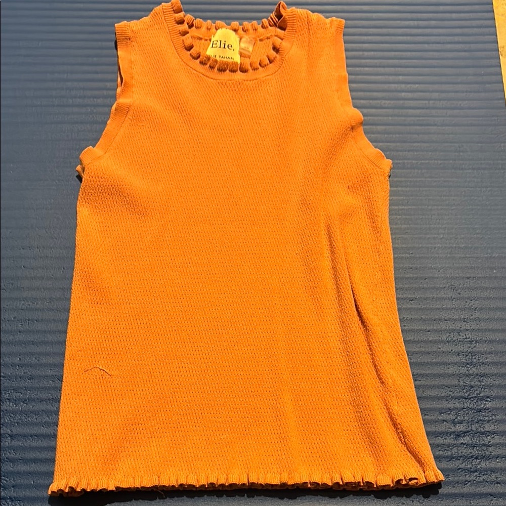 Ellie Orange Ruffled Tank Top